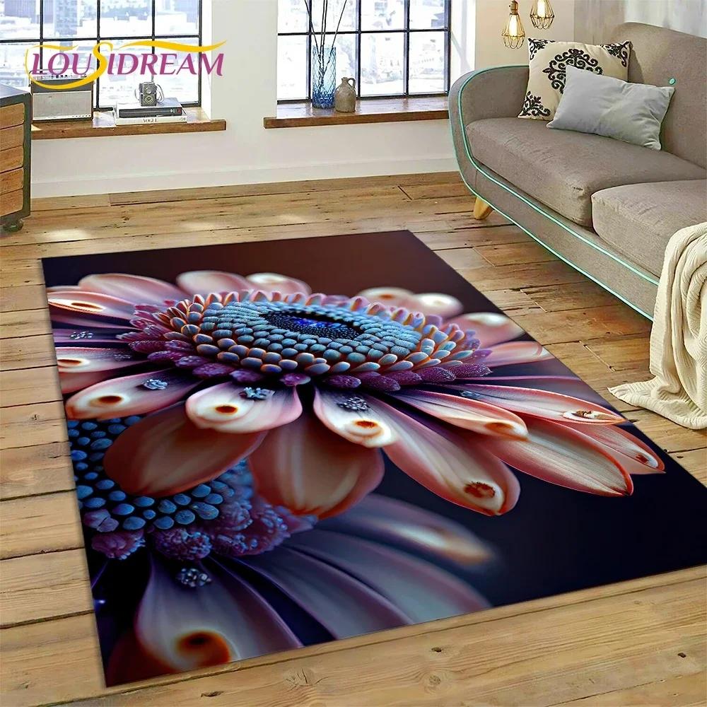 3D Dream Sun Flowers Скандинавский ковер с ромашками для спальни, гостиной, дома, украшение для дивана, детский игровой большой коврик для пола