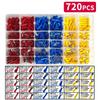 280/480/720/1200pcs Cold Pressed Terminal Kit - ulated Quick Connect Spade/Ring/Fork Crimp Connectors for Automotive Wiring