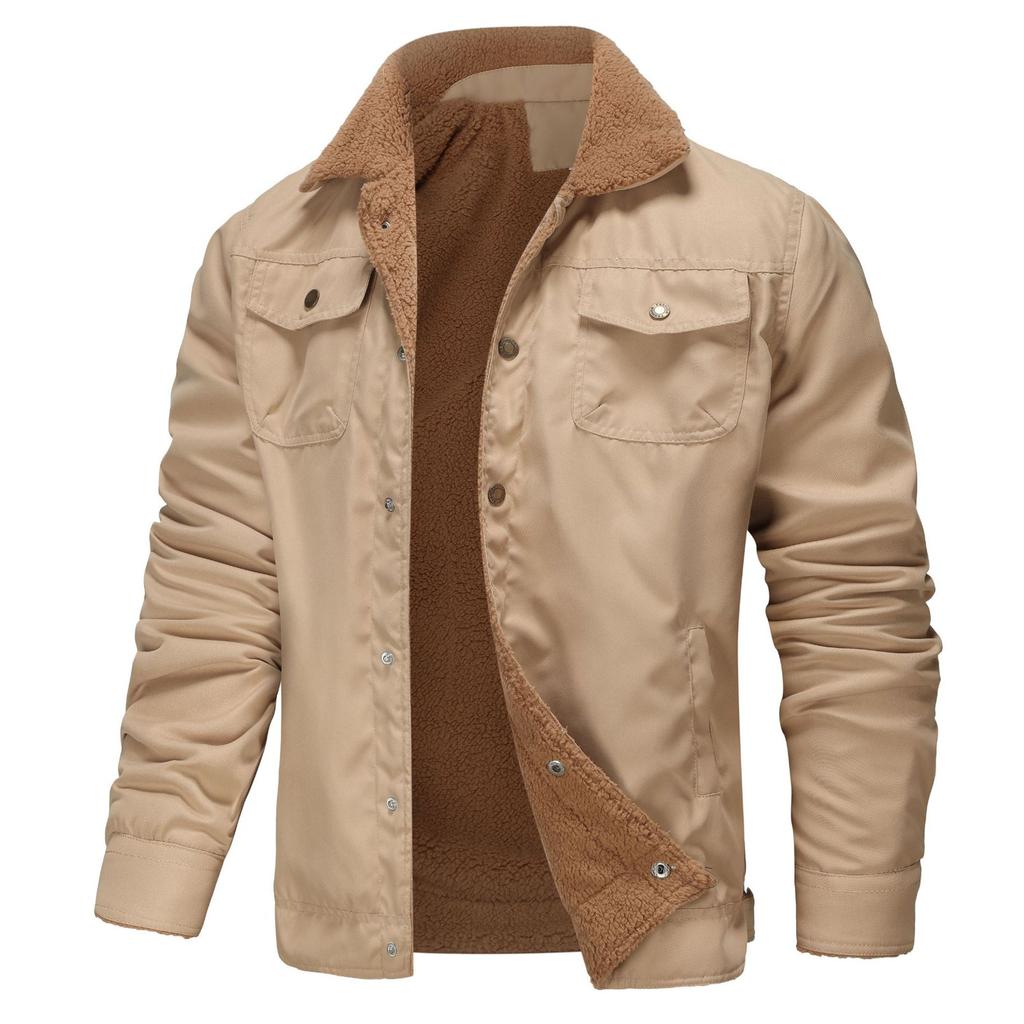 Мужская осенне-зимняя куртка с плюшевой подкладкой, хлопковая рабочая одежда, повседневное мужское пальто