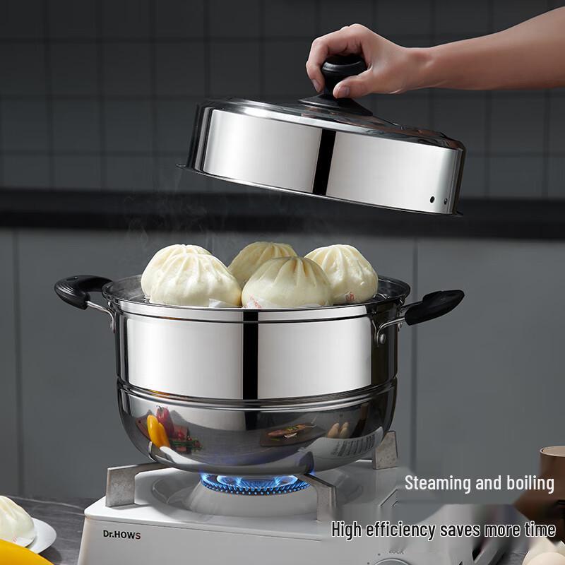 Двухъярусная пароварка BSITN из нержавеющей стали, 30 см