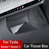 Car Hidden Tissue Holder Box For Tesla Model 3 Y Auto Interior Silica Gel Tissue Box Car Accessories