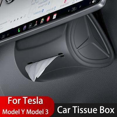 Автомобильный скрытый держатель для салфеток, коробка для модели Tesla 3 Y, автомобильная внутренняя коробка для салфеток из силикагеля, автомобильные аксессуары