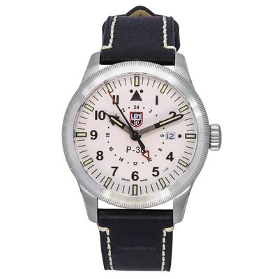 Мужские часы Air Pilot P-38 Lightning GMT, черный кожаный ремешок, белый циферблат, швейцарские кварцевые часы XA.9527 100M