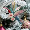 Hummingbird Christmas Ornaments Glitter Rhinestones Floral Hummingbird Ornaments for Christmas Tree 2D Acrylic Keepsake Gifts for Bird Lovers