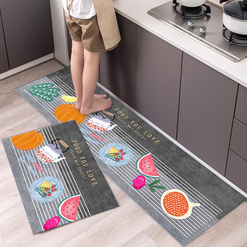 Fashionable Simple Nordic Style Kitchen Floor Mat Household Carpet Long Strip Door Mat Modern Home Decor