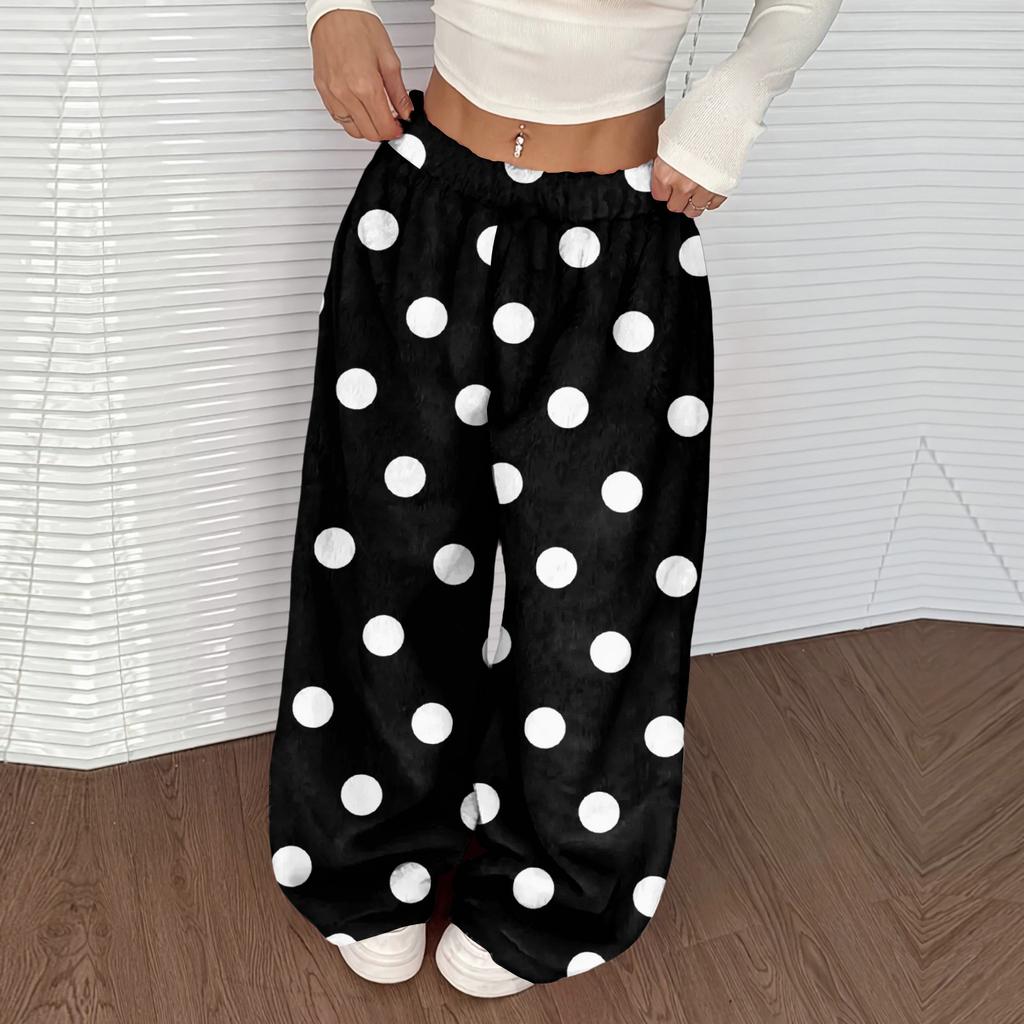 Женские повседневные и модные брюки с принтом, эластичной талией, свободными широкими штанинами