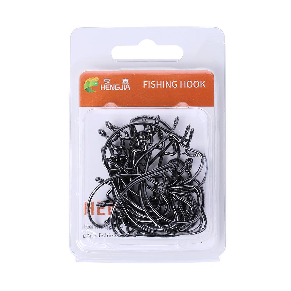 HENGJIA 30PCS/lot Red/Silver Fishing Hook with 5 Different Weight Feather Fishing Tackle High Carbon Steel Hooks Accessories