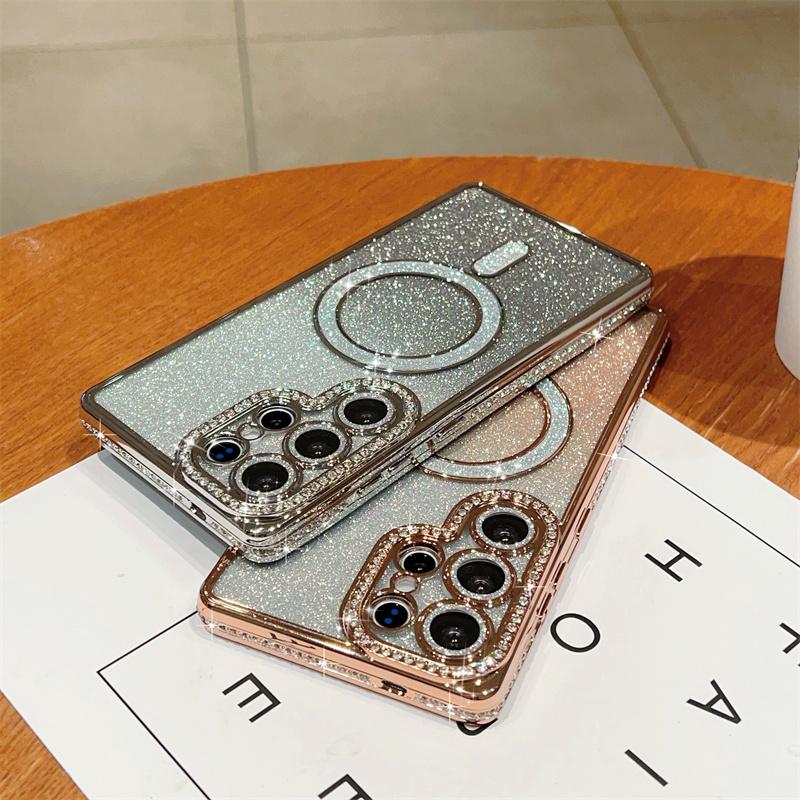 Блестящий магнитный чехол Bling Diamond для Samsung Galaxy S25 Ultra S24 FE A56 A36 A26 A16 A55 A35 A25 A15 A54, чехол для iPhone 16 15 Plus 14 13 Pro Max
