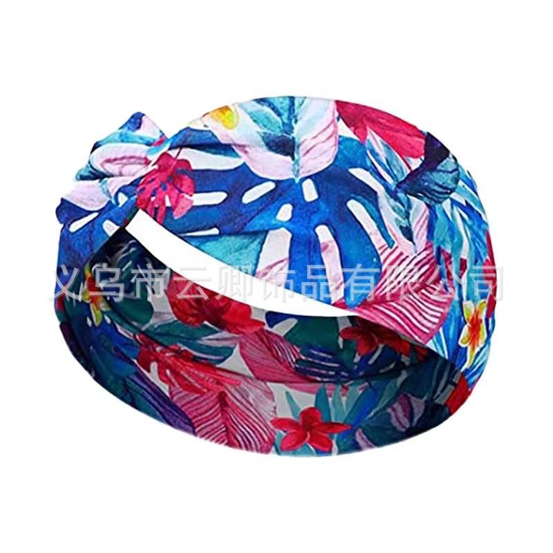 Гавайский пляжный отдых в стиле бохо с принтом в стиле ретро, впитывающая пот повязка на голову для йоги и бега, женская фитнес-повязка на голову с высокой эластичностью