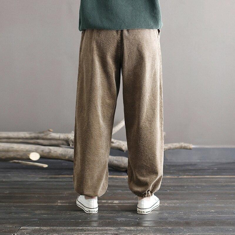 Johnature Женские свободные однотонные повседневные брюки, винтажные брюки с эластичной резинкой на талии, весенние удобные брюки