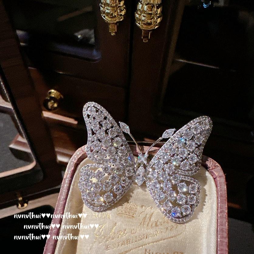 Брошь-заколка «Секретное царство», яркая бабочка, летающий драгоценный камень, «Галактическая яркость», покрытие 18 карат золотом, брошь-венок с бантом и цирконами