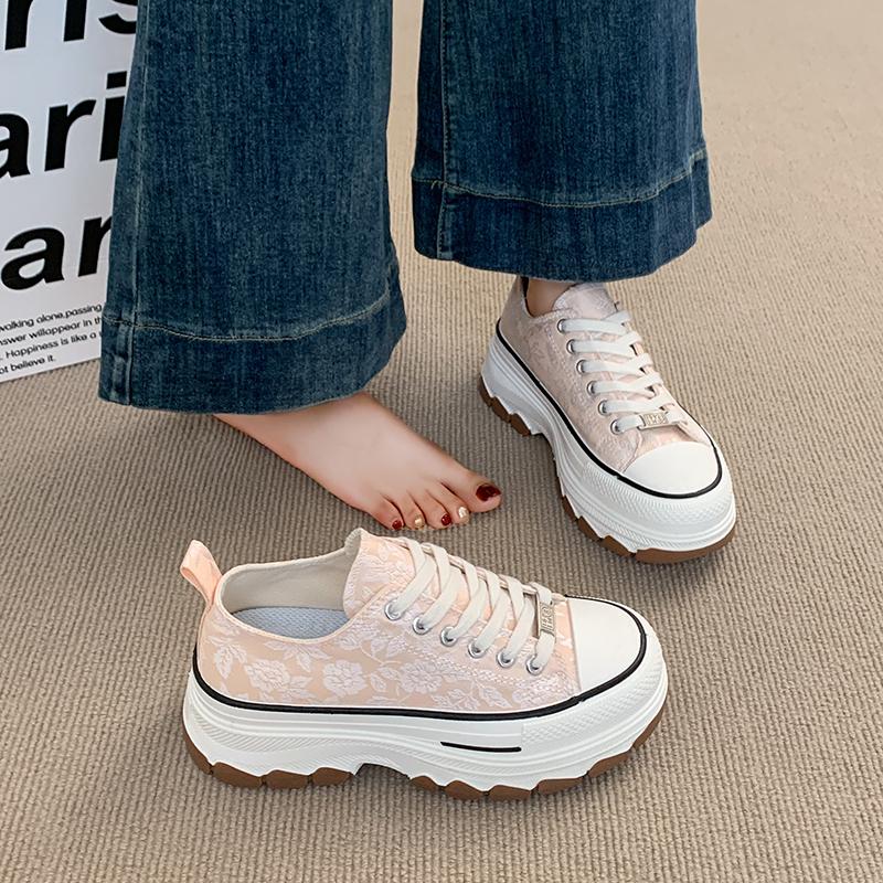 Модные классические парусиновые туфли CRLAYDK для женщин, низкие, повседневные, на платформе, кроссовки, женские, с принтом, модные, для увеличения роста, для ходьбы, теннисные
