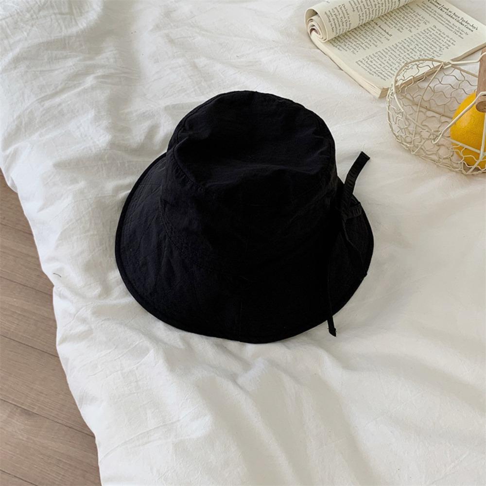 Visor Cap Bow Bucket Hat Solid Color Summer Sun Hat Fashion Sunscreen Fisherman Hat Travel