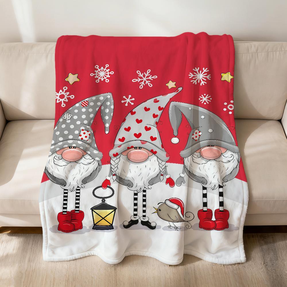 fashion art Cute Christmas gnomes Flannel soft warm plush blanket for sofa living room pet hogar bedroom gift home Car portable