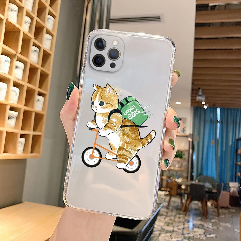Чехол для телефона с забавным мультяшным котом для iPhone 11 12 Pro Max 13 XR XS X 8 7 SE 2020 Plus, прозрачный мягкий чехол из ТПУ с милым животным рисунком