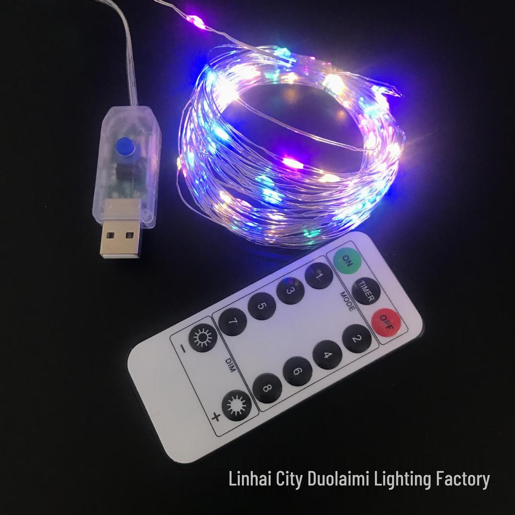 Уличная USB-гирлянда из медной проволоки с пультом дистанционного управления - 8 режимов, низкое напряжение, Рождественское праздничное украшение