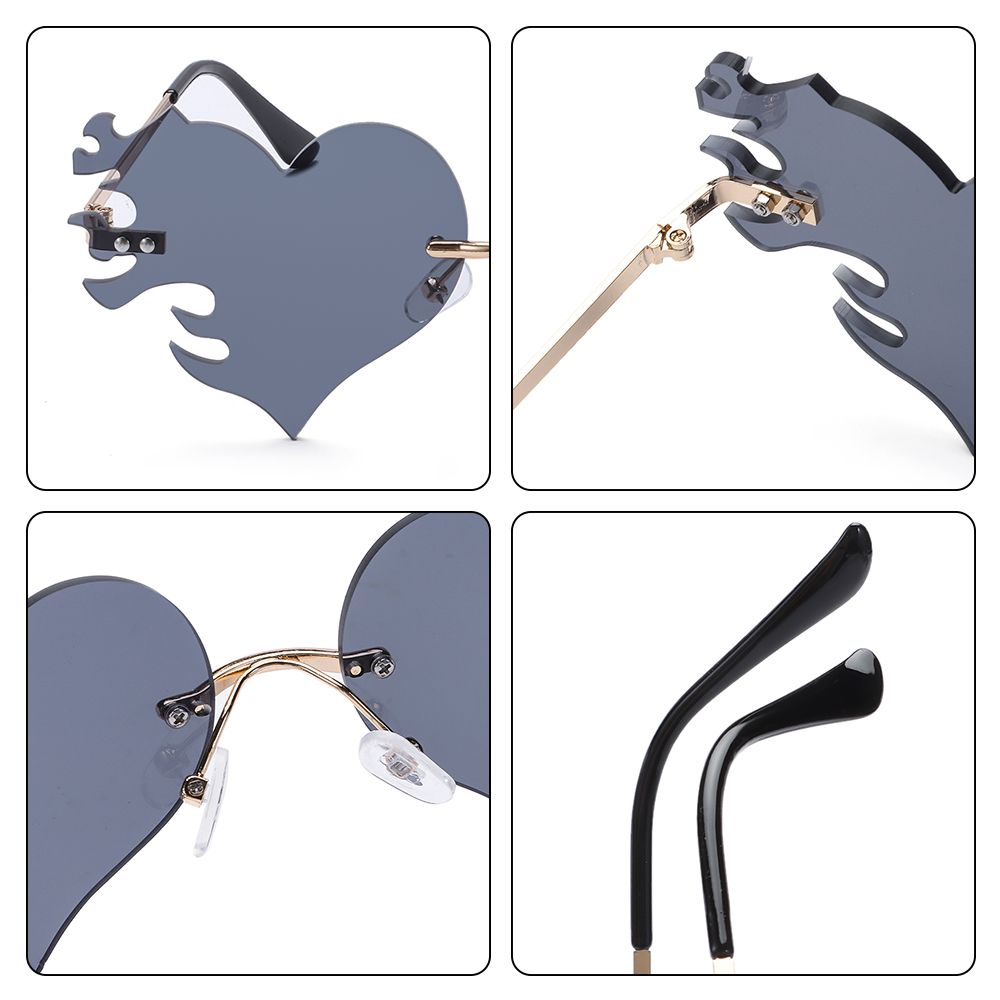 Costume UV400 Protection Sunglasses for Women Heart Glasses Rimless Sunglasses Heart Sunglasses