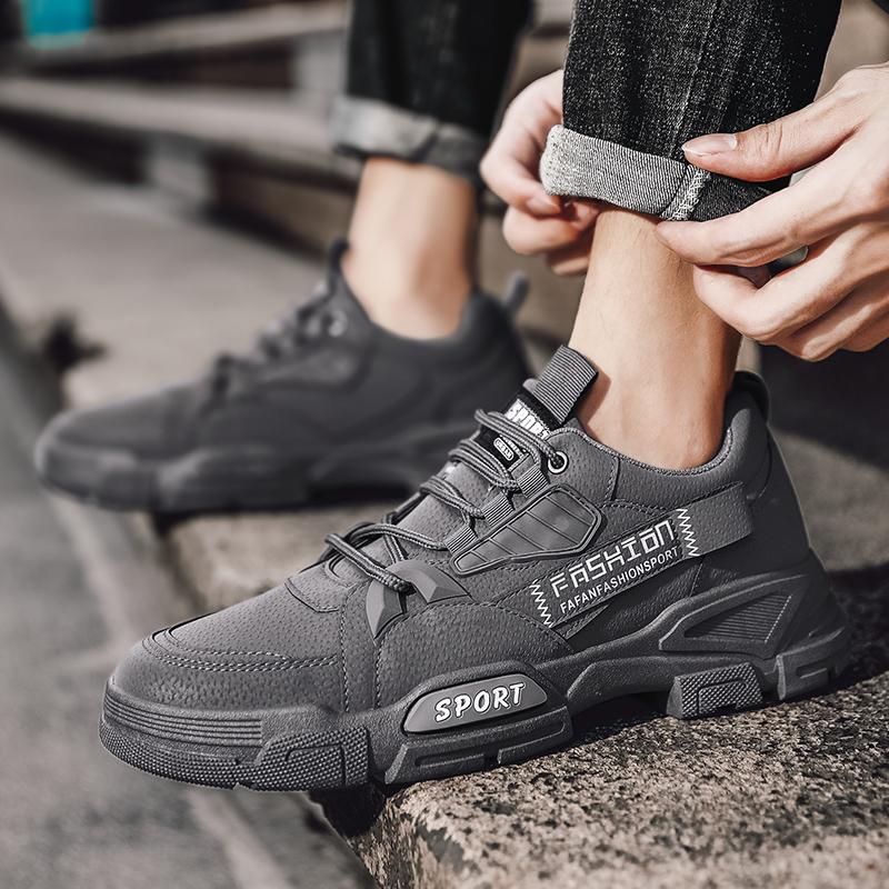 Хаки Повседневная Молодежная Уличная Обувь Противоскользящая Мягкая Подошва Рабочая Одежда Мужские Кроссовки Толстая Подошва Износостойкая Шнуровка Противоскользящая Обувь 2025
