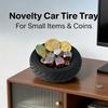 1Pc Black Tire Storage Box, Novel Replica Car Tire Storage Tray, Car Decoration Item, Home Living Room Decoration Tray, Used For Storing Keys