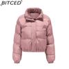 BITCED Autumn/Winter Women's Short-Length Cotton Coat Women's Long-Sleeved High-Neck Thermal Jacket Loose-Fit Casual Cotton Coat