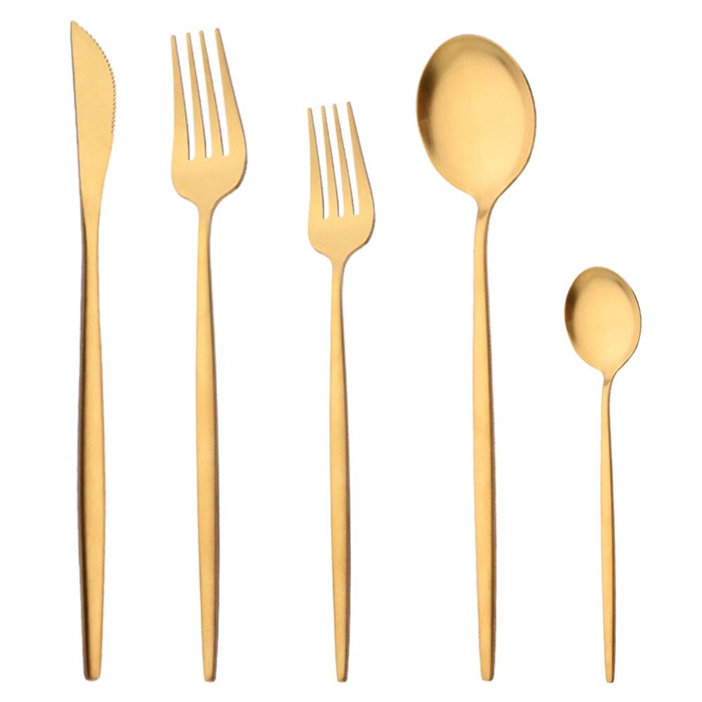 Матовая посуда из нержавеющей стали, набор столовых приборов из розового золота, нож, десертная вилка, чайная ложка, набор столовых приборов, кухонное серебро, посуда