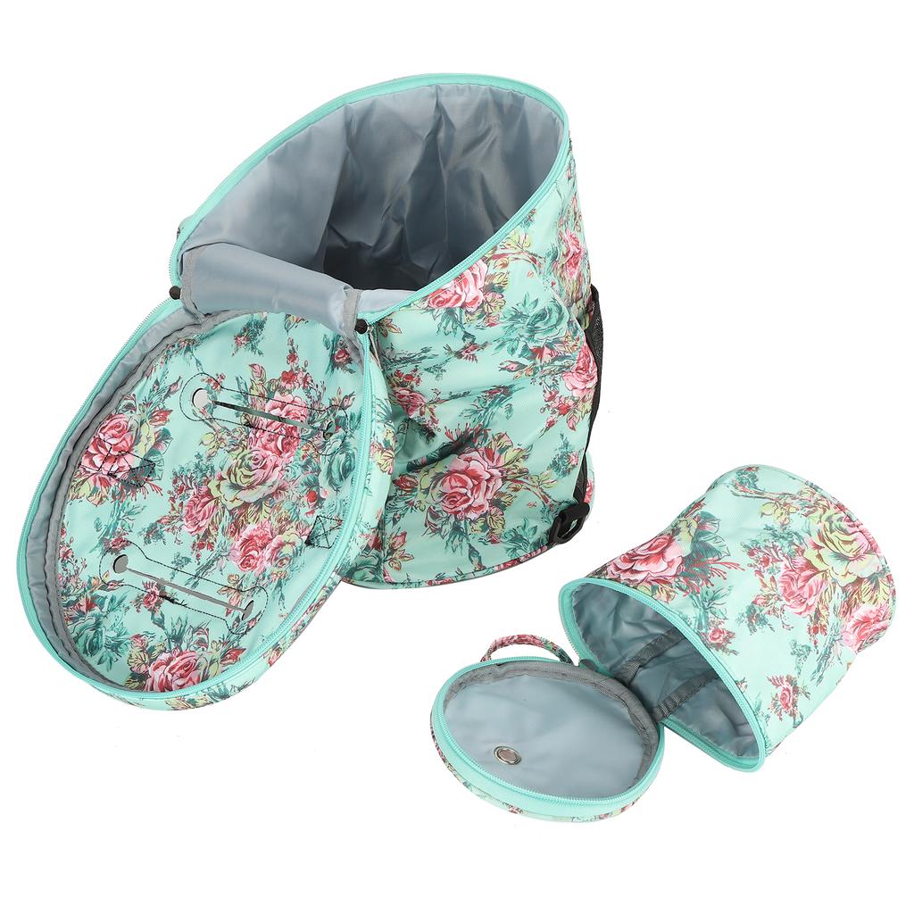 2Pcs Storage Bag 600D Oxford Cloth Printing MultiPocket Hand Strap Cylinder Shape Package(Green