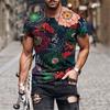Men's Floral Graphic T Shirt Tee Funny T Shirts Short Sleeve T Shirt 3D Print Crew Neck Shirt Hawaiian