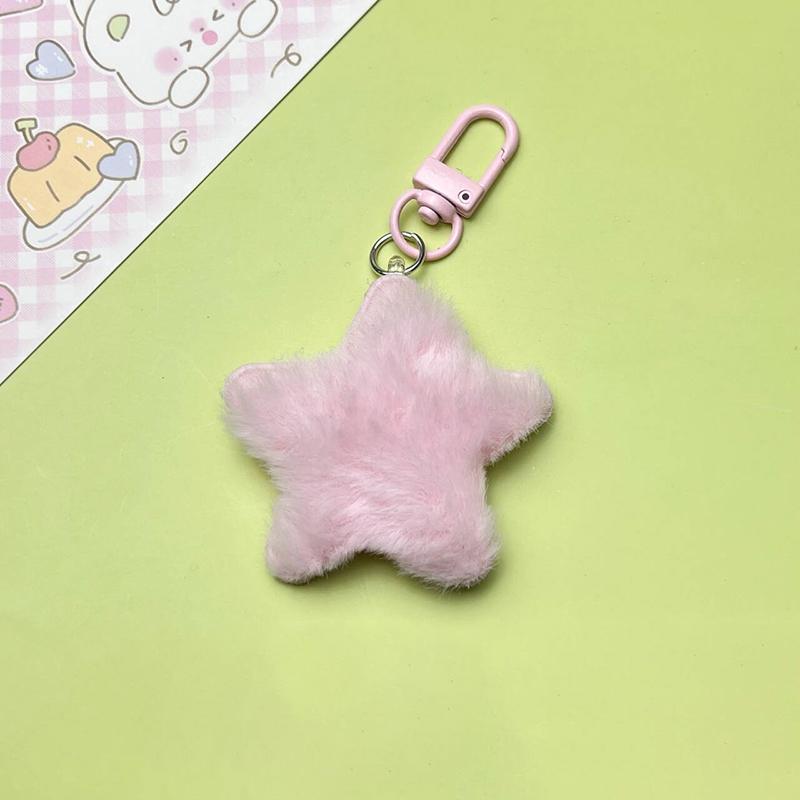 Candy Color Plush Star Keychain Soft Stuffed Stars Keyring Pentagrams Plush Key Chains Backpack Pendant Bag Decoration