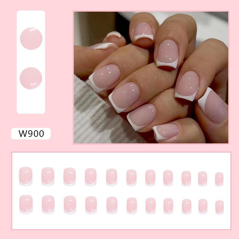 Pure Desire Pink French White Edge носимые накладные ногти