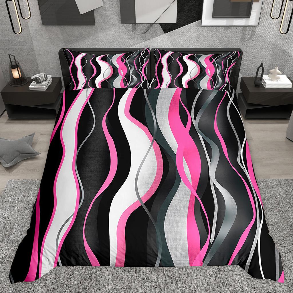 Comforter Homewish Contemporary Geometric Abstract Stripe Bedding Set Wave Lines Plaid Checkered Comforter Set