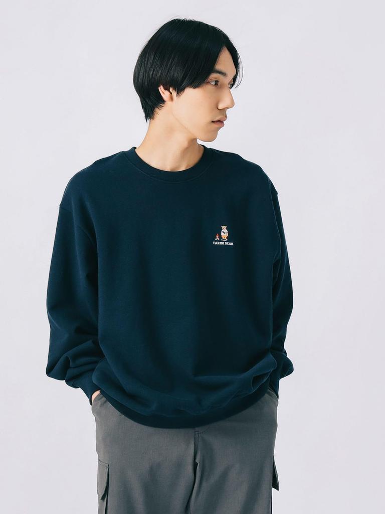 Beams Heart Takibi Bear Big Sweatshirt, Men's, Navy, Medium