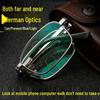 Portable Folding Bifocal Reading Glasses with Progressive Multifocal Lenses and Anti-Blue Light, Includes Case