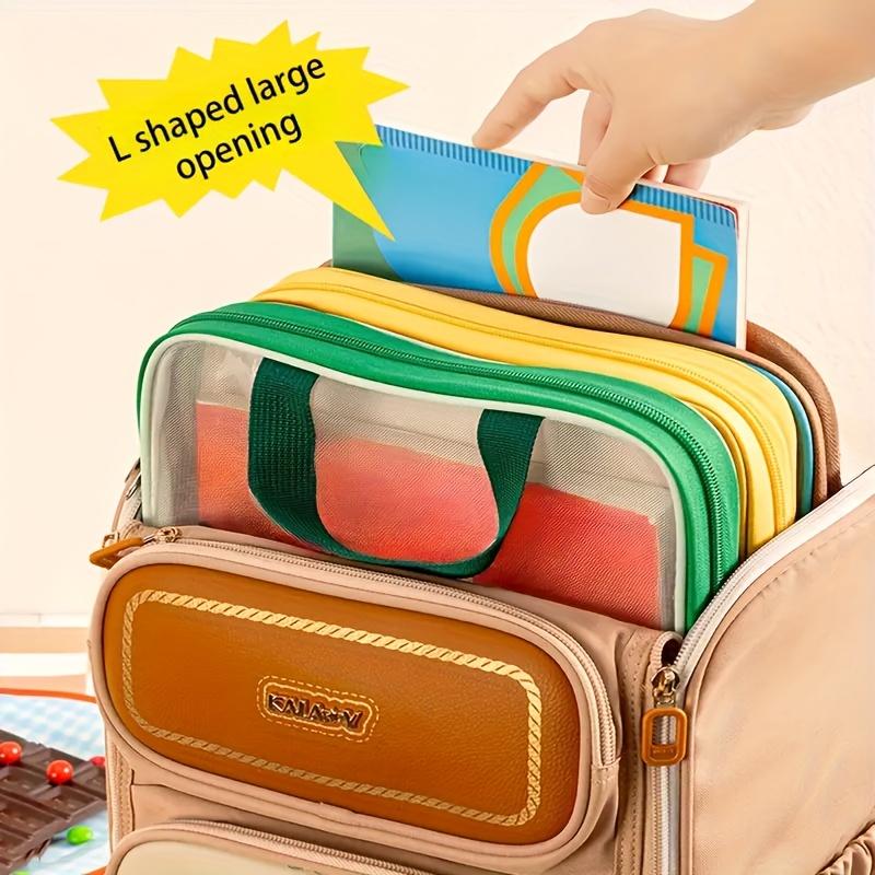 Stationery Storage Bag 4 Layer Mesh Zipper Bag Large Capacity Organizer Folders Student School Supplie Zipper Exam Papers Books