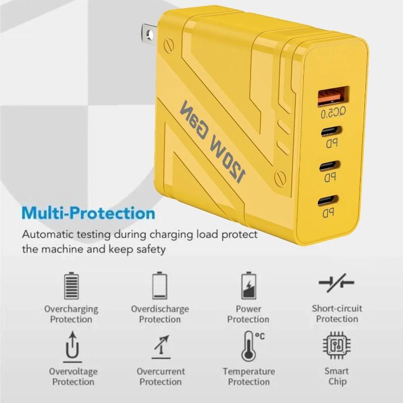 120 Вт быстрая зарядка Type-C Quick Charge3.0 PD USB зарядное устройство адаптер для iPhone 16 15 Xiaomi Samsung EU/US Plug телефон настенный адаптер