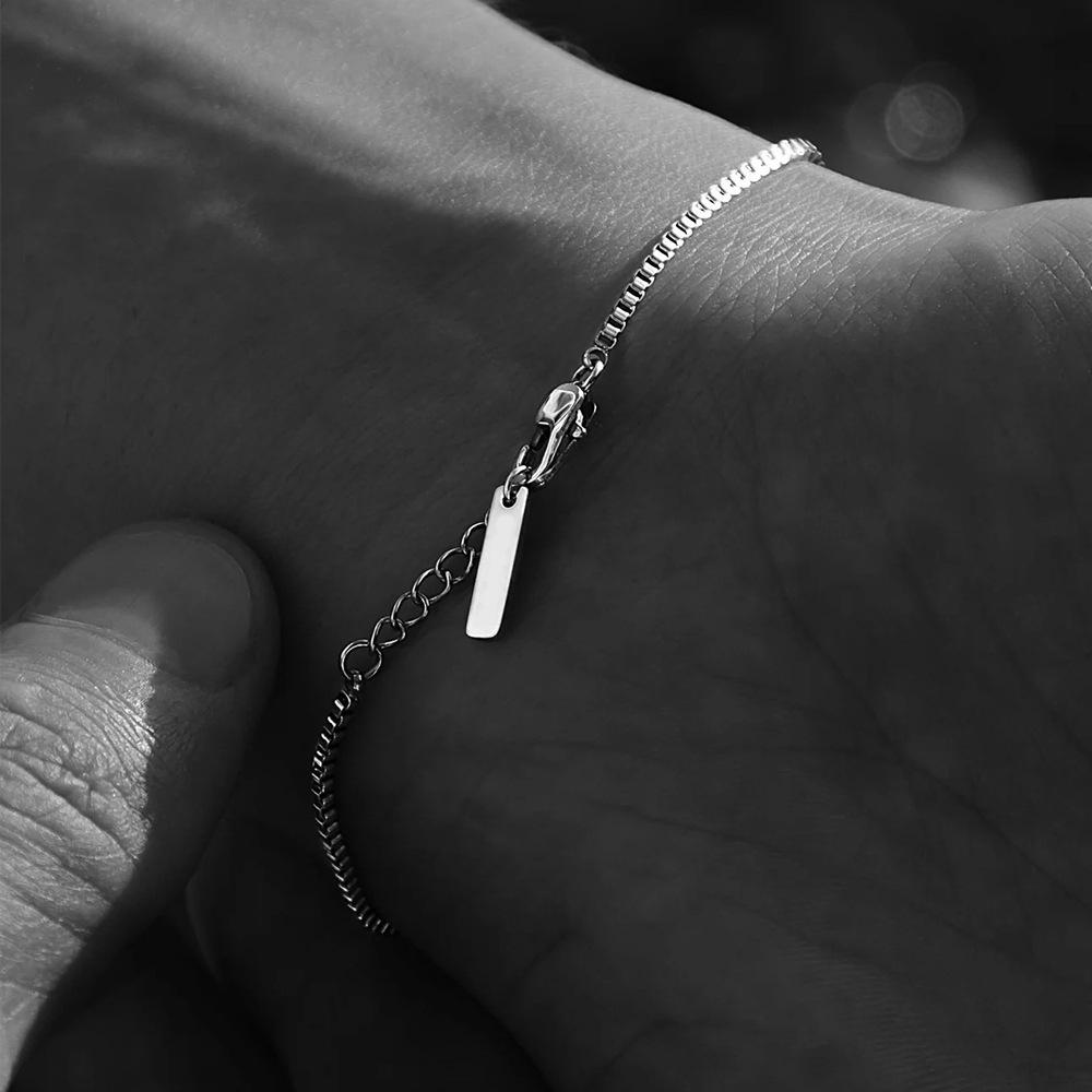 St.delan Men's Stainless Steel Box Chain Hip Hop Bracelet