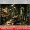 2D planar flag 2D plane - 1 piece of 2D flag theme background cloth for terrifying abandoned laboratory