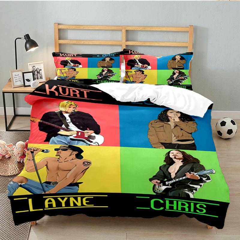 3PCS Sound-garden Bedding Set Printed Duvet Cover Closure Includes 1 Duvet Cover & 2 Pillowcases for All Seasons Bedroom Decor
