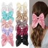 LOVEKIKI 4.9inch Elegant Hair Bows Hair Clip for Womens Fashion Ponytail Hairgripes Girls Solid Color Satin Butterfly Barrettes