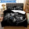 3PCS Qarabag Golden Crested Football Emblem Bedding Set 2D Printing (Includes 1 Duvet Cover + 2 Pillowcases Coreless), Bedroom decor,Fan gift