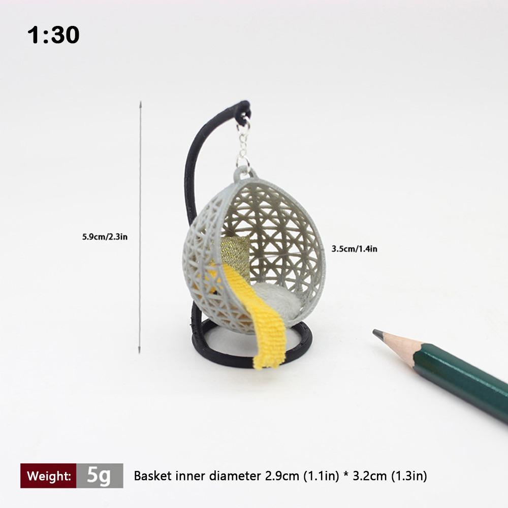 Белая кукольная домик Подвесное кресло-корзина Сцена Модель 1:12/1:20/1:25/1:30 миниатюрных подвесных стульев Фото реквизит Песочный стол Мебель