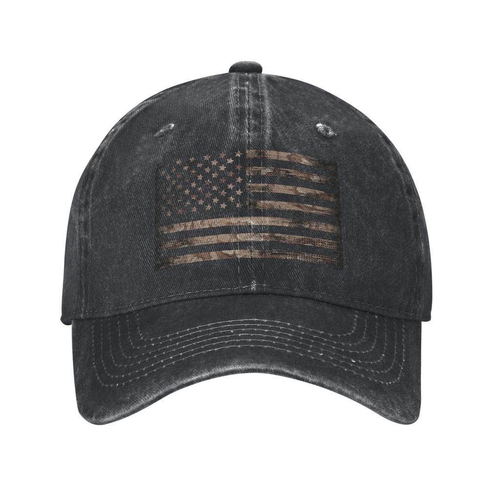 Camo American Flag Baseball Cap Distressed Washed Cotton Adjustable Snapback Hat for Unisex Women