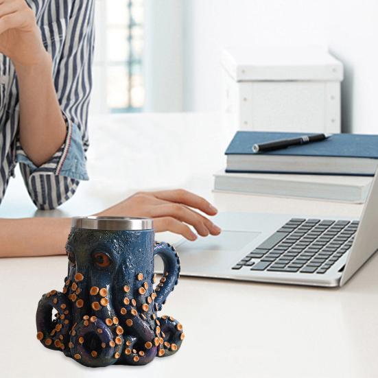 3D Кружка для пива «Дьявольский осьминог» с ручкой-щупальцем, готическая, Ктулху, пиратская, для напитков, ночная, средневековая фэнтези, подарок