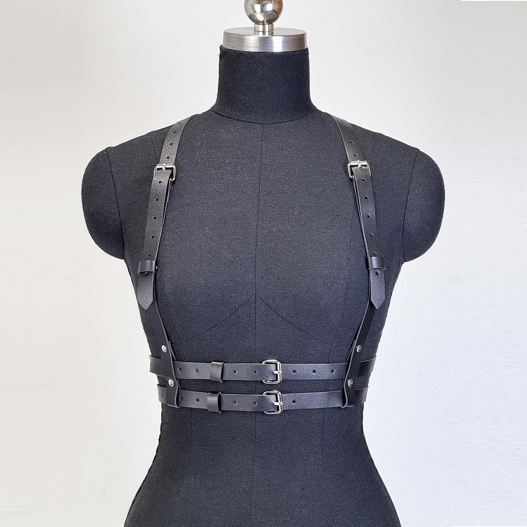 Goth Harness Pu Leather Harness Adjustable Studded Decor Harness Women Gothic Harness Lingerie Bondage Belt