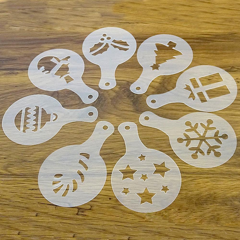 Reusable Mold Coffee Milk Cake  Cupcake Stencil Template Coffee Barista Cappuccino Template Strew Pad Duster Spray Tools 13 Type