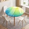 Skeleton Leaves Round Fitted Tablecloth Waterproof Dining Table Decoration Accessories Classic Pattern Table Cover Kitchen Decor