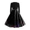 Women's Casual Fashion Long Sleeve Christmas Graphic Printed Vintage Long Dresses