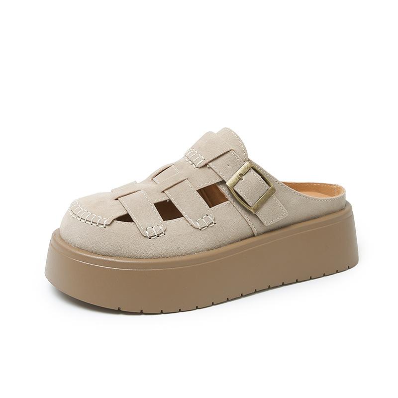 Два носящих сумку головы сандалии для женской летней одежды 2025 новый толстоподошвенный маффин ленивые туфли на одной педали