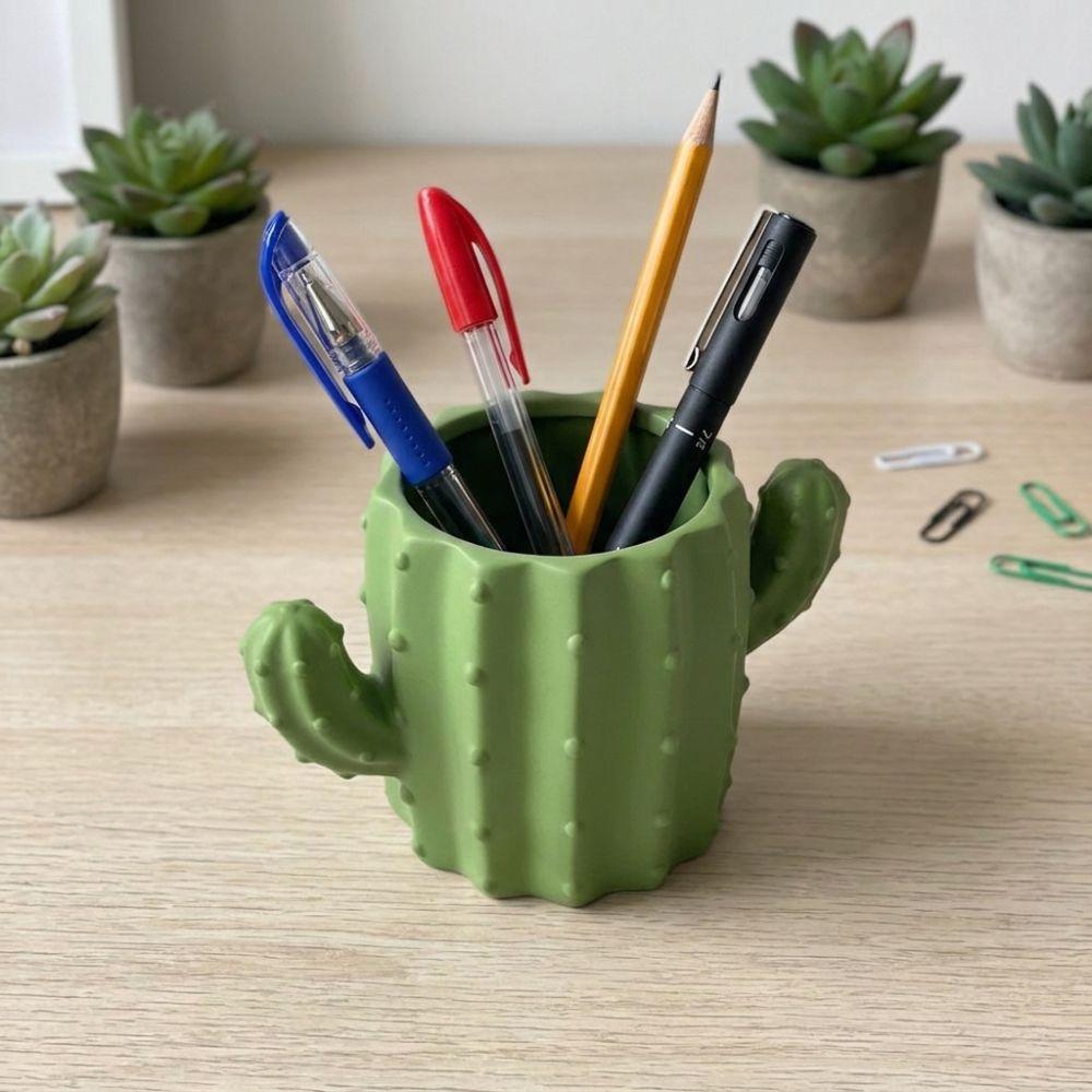Green Plant Greenery Pencil Holder 3D Printed Makeup Brush Organizer Office Desktop Storage