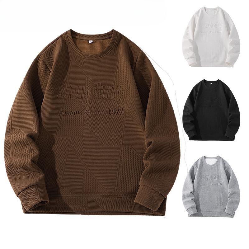 Мужской теплый модный универсальный свитер большого размера из мягкой ткани, свободный повседневный спортивный трикотаж с длинным рукавом