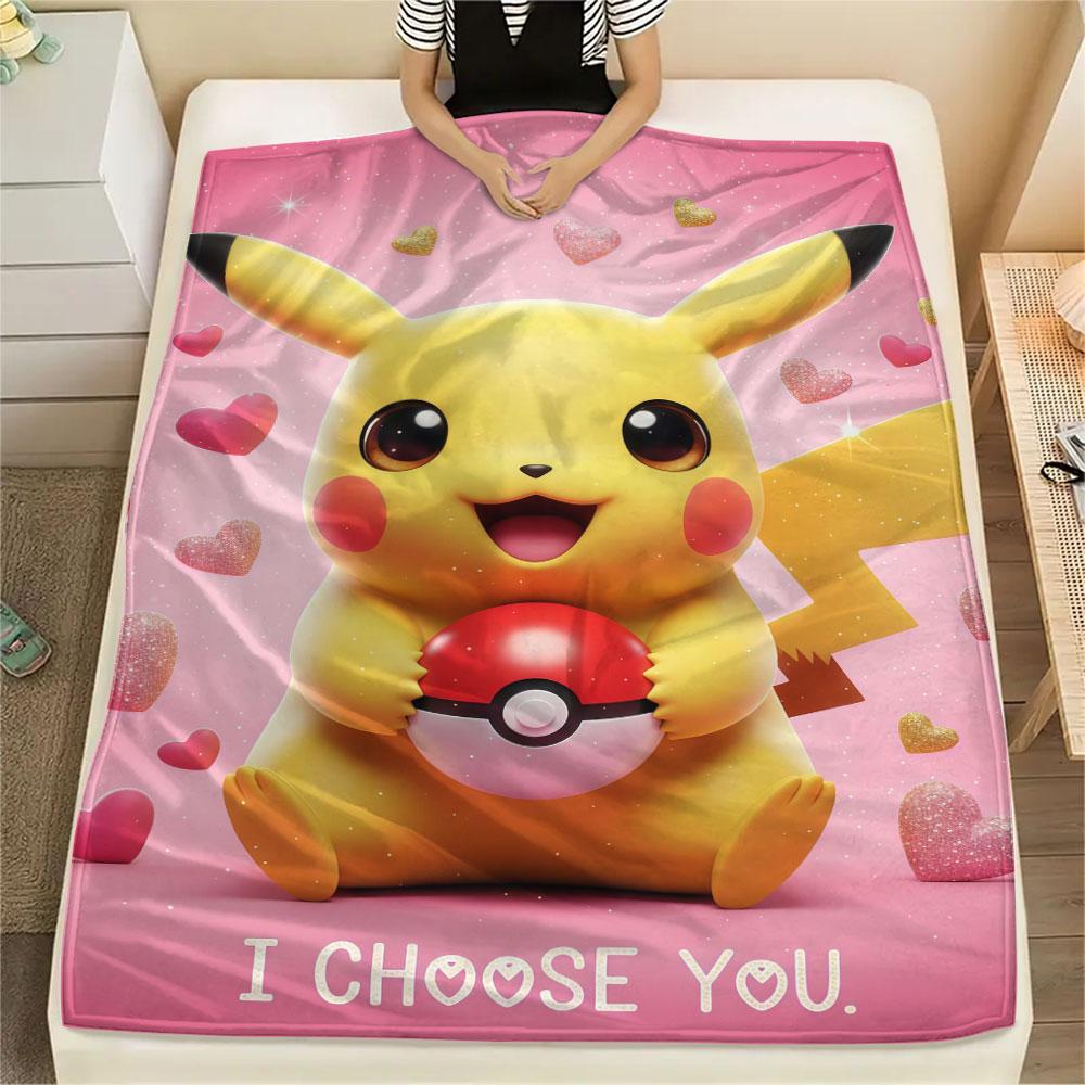 1Pc I choose you Print Flannel Blanket, High quality Comfortable for All Seasons, Home Decor, Warmth and Comfort, Perfect for Christmas Gifts